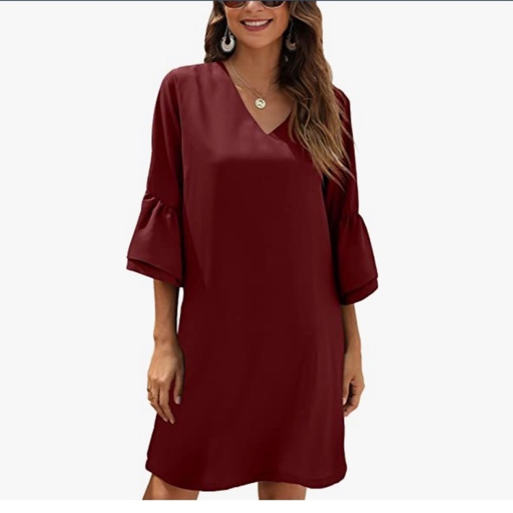 Women's Summer Short Dress V Neck Mini Swing Shift Dress ( BRAND NEW WITH TAG )